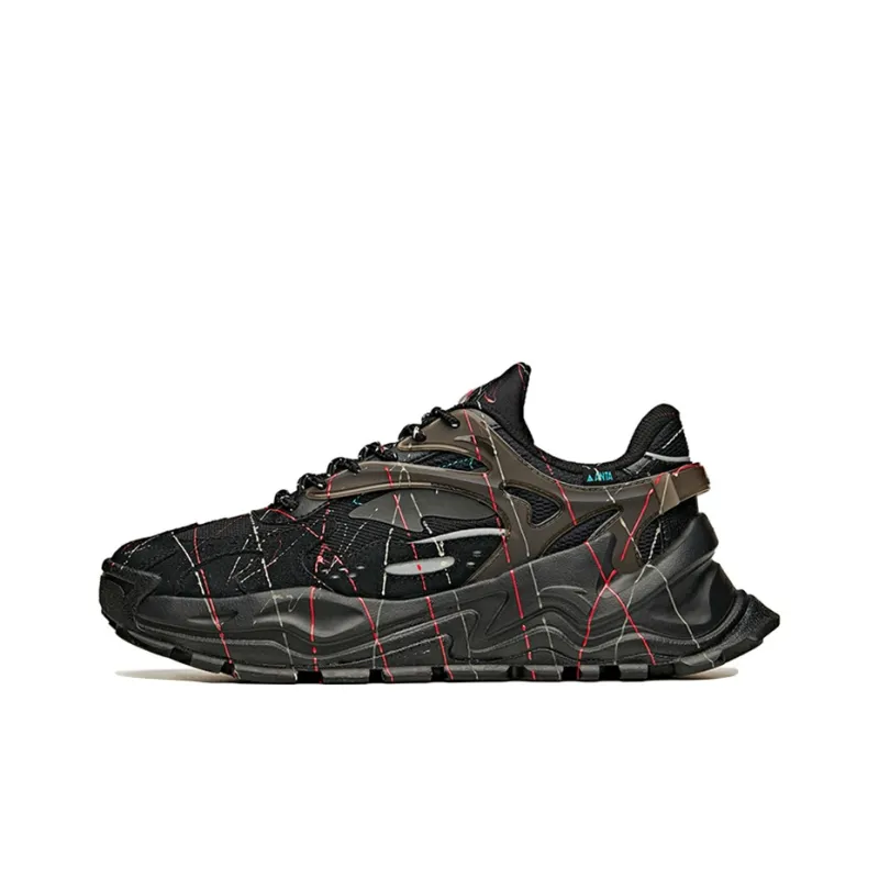 Anta Life Collection Hot Anti Slip Wear Resistant Low Top Chunky Sneakers Men's Black Green-0