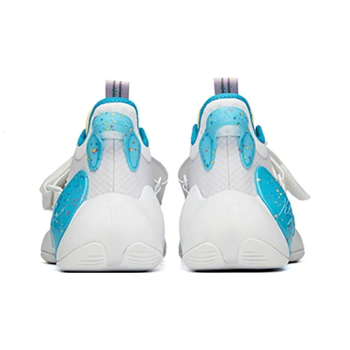 Anta Water Flower 3 Anti-Slip Wear-Resistant Low-Top Basketball Shoes White Blue-4