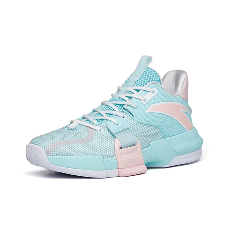 Anta Craze 1 TD Cushioning, Slip Resistant, Abrasion Resistant Coverage Low Top AUTO ARCH Basketball Shoes Blue Pink-2