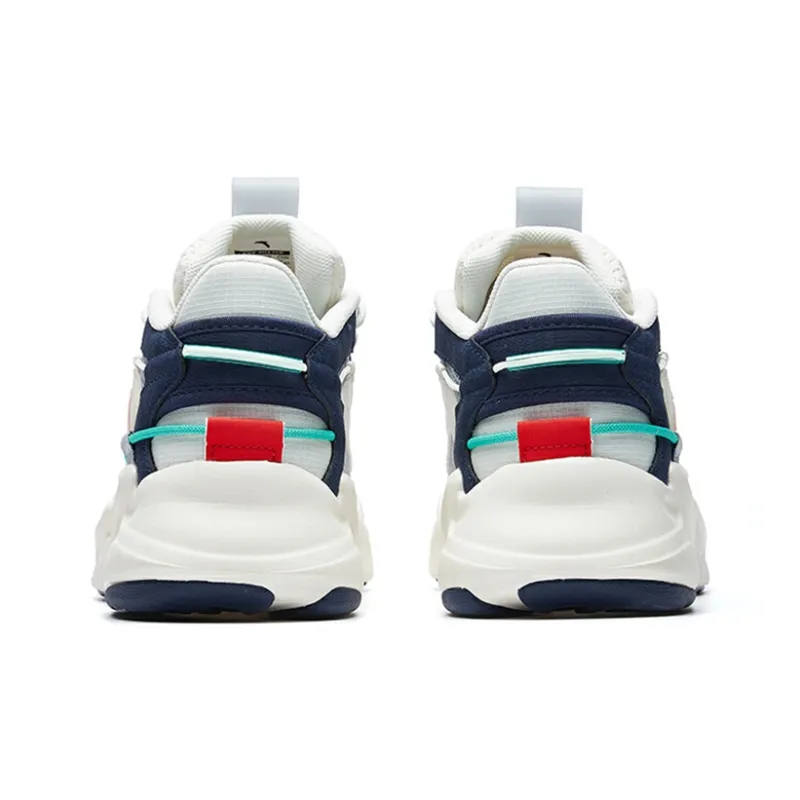 Anta Walker Anti Slip Wear Resistant Low Top Running Shoes White Blue-4