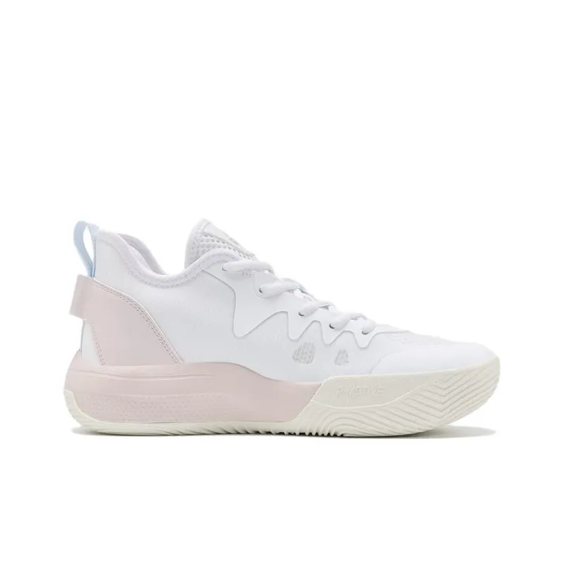 PEAK Lanying Cushioning Anti Slip And Wear Resistant Lightweight Rebound Low Top Basketball Shoes Unisex White Pink-1