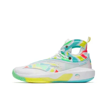 Anta KT8 KT 8 Cushioning Anti Slip And Wear Resistant High Top Basketball Shoes Men's White Blue Looney PE