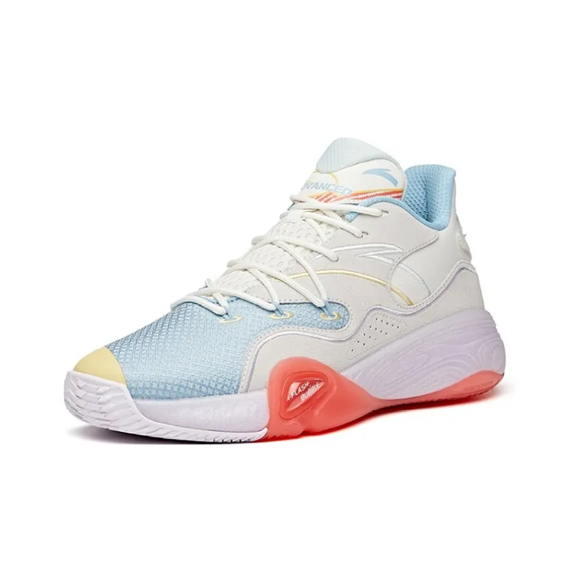 Anta A Flash Bubble 1.0 Non-slip Wear-resistant Shock Absorption Low-Top Basketball Shoes Blue Gray Red-1