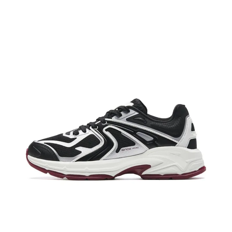 Anta Millennium Glacier Wear Resistant Low Top Chunky Sneakers Women's Black White-0