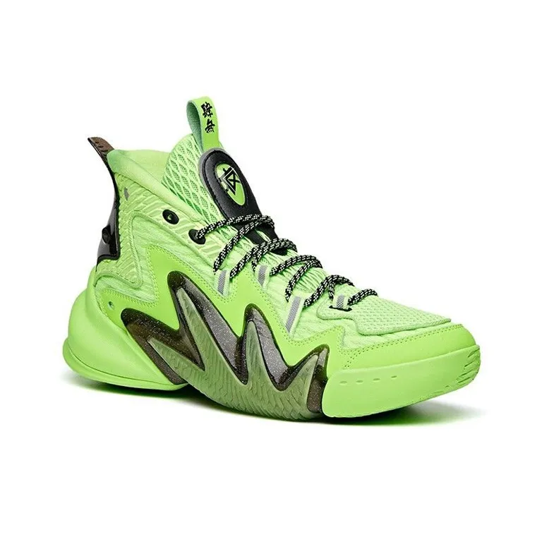 Anta Berserk 2 Cushioning Anti Slip And Wear Resistant High Top Basketball Shoes Men's Black Green White-1