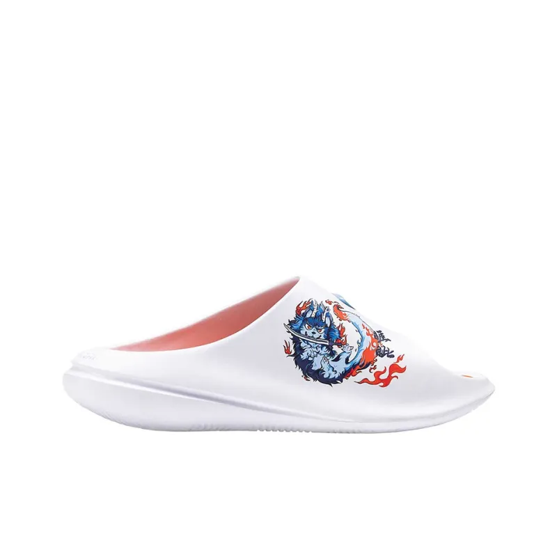 PEAK Statistic Sandals Rubber Sole Graffiti Slide Slippers Men's White Orange-1