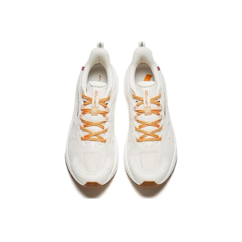 Anta Rocket 5.0 Cushioned Slip Resistant Low Top Running Shoes Women's White Yellow-2