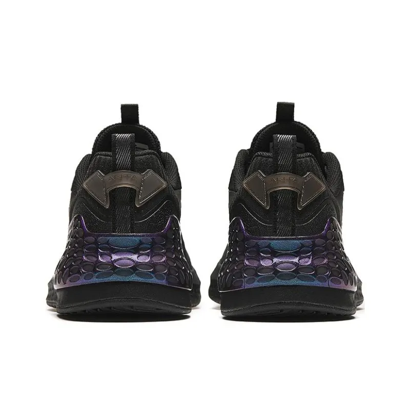 Anta C37+ Cushioned Slip Resistant Breathable Lightweight Low Top Running Shoes Men's Black-3