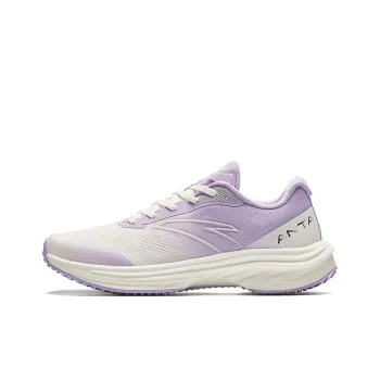 Anta Road Run Cushioning Wear Resistant Rebound Low Top Running Shoes Women's Purple White