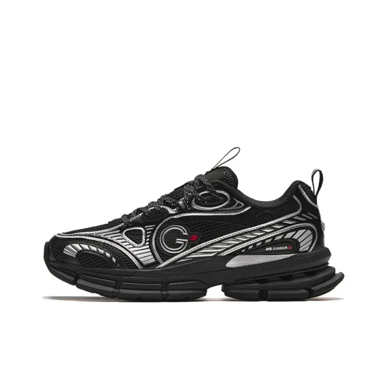 Anta Anta Champion All Weather Series Cushioned Slip Resistant Low Top Running Shoes Men's Black Silver-0