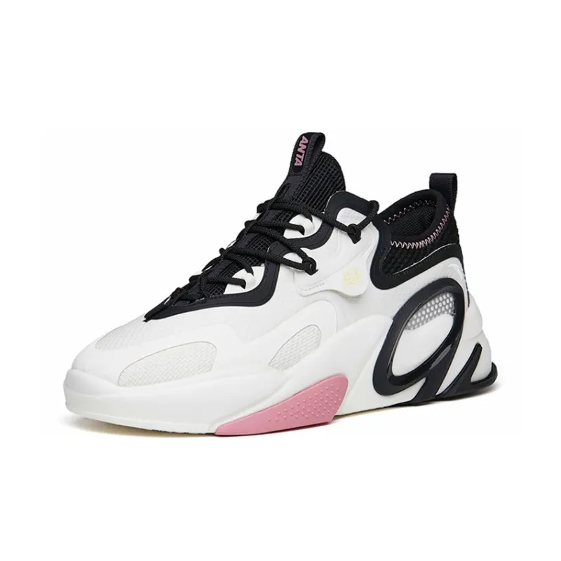 Anta AT91 Slip Resistant Cushioning Wear Resistant Low Top Skateboard Shoes Women's White Black-1
