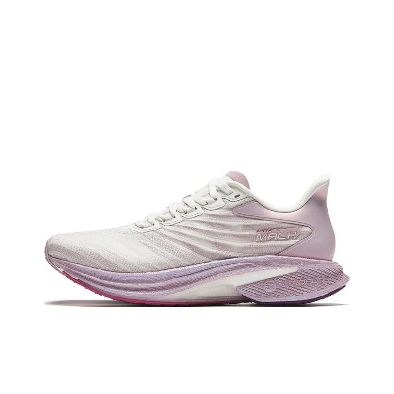 Anta MACH 4.0 Cushioned Slip Resistant Low Top Sprint Running Shoes Women's White Pink-0