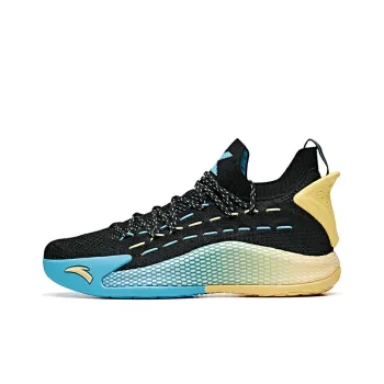 Anta KT5 Thompson Cushioning Anti Slip And Wear Resistant Mid Top Performance Basketball Shoes Black Blue Yellow