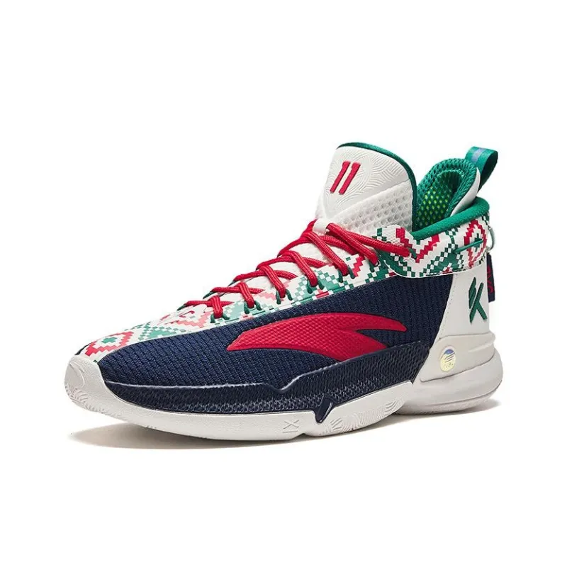 Anta KT9 Cushioned Wear-Resistant Breathable Mid-Top Basketball Shoes Men's Blue White Red-1