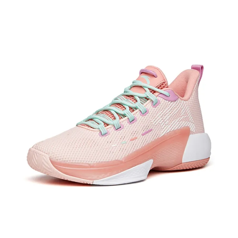Anta Attack 3 Shock Absorbers With Slip Resistant And Abrasion Resistant Properties Low Top Basketball Shoes Men's Pink-1