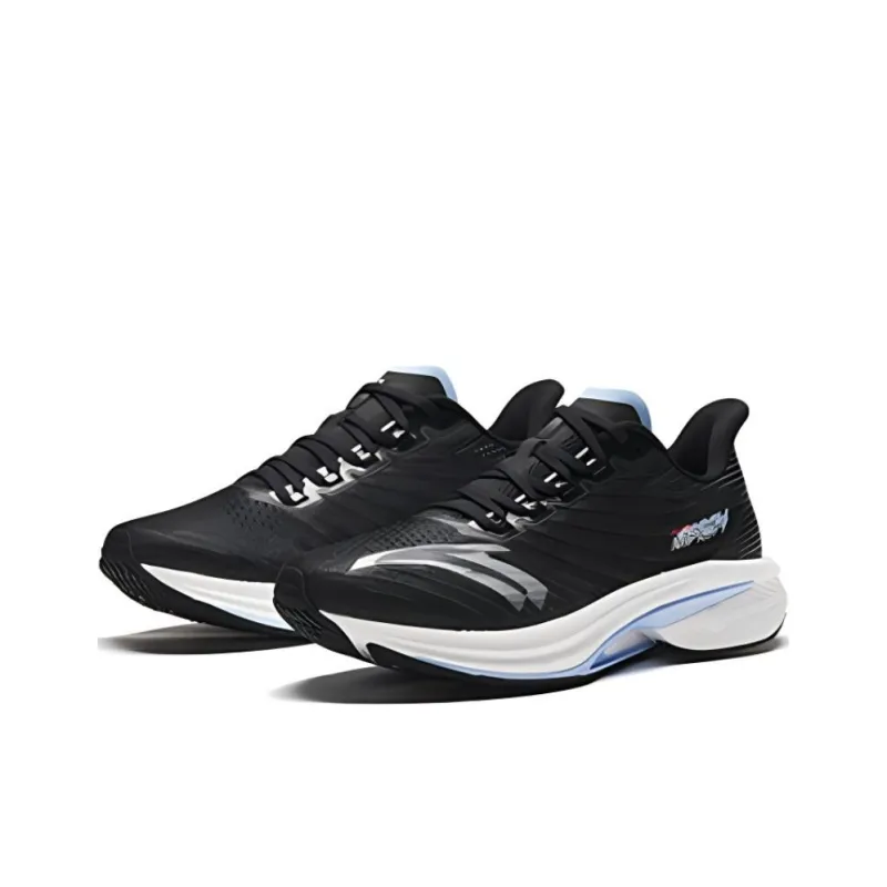 Anta MACH 4.0 Cushioned Slip Resistant Abrasion Resistant Low Top Casual Running Shoes Men's Black Blue-1
