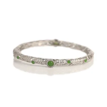 Artisan Lock Heart Jade Hetian Jade 925 Sterling Silver Hetian Jade Bangles Women's Jasper