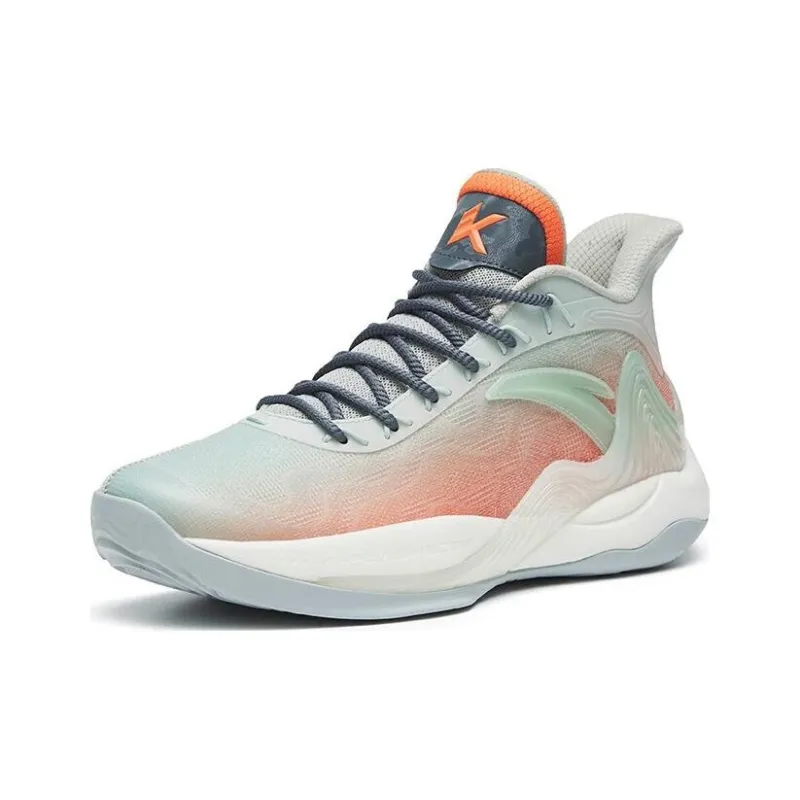 Anta Cushioning Anti Slip And Wear Resistant Coverage Mid Top Basketball Shoes Men's Asphalt Gray-1