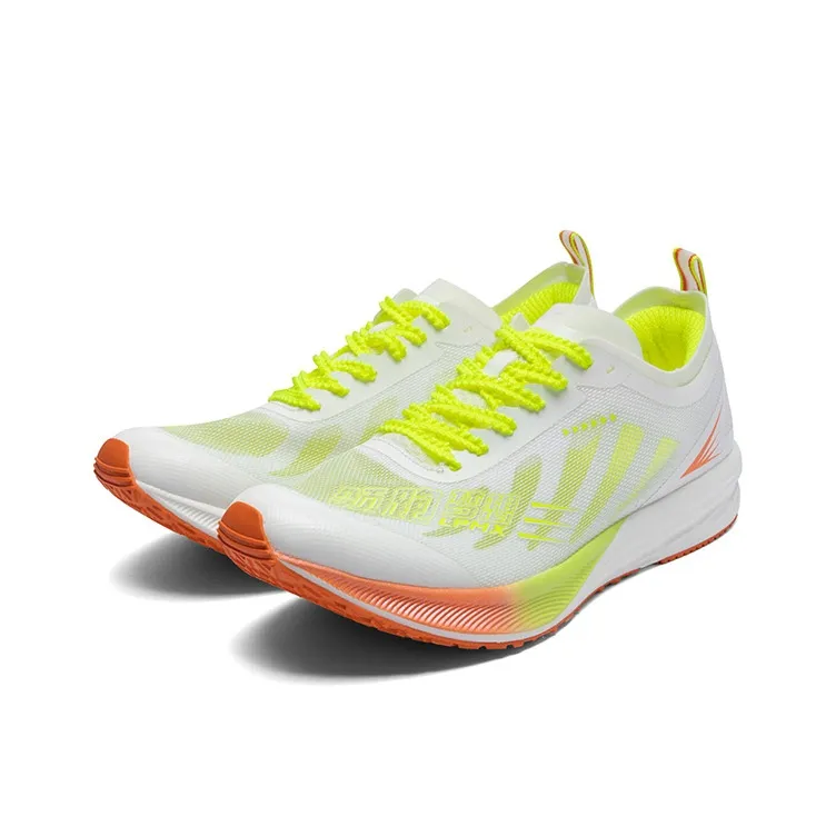 LPMX Cushioning Breathable Lightweight Low Top Marathon Racing Running Shoes Unisex Neon Orange Yellow-2
