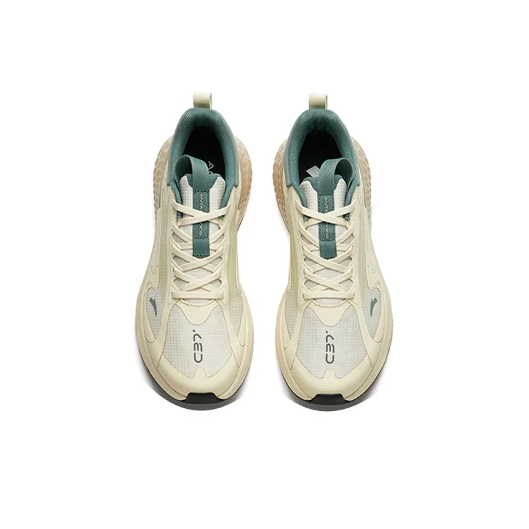 Anta C37+ Cushioned Anti Slip Wear Resistant Breathable Lightweight Low Top Casual Running Shoes Men's White Green-3