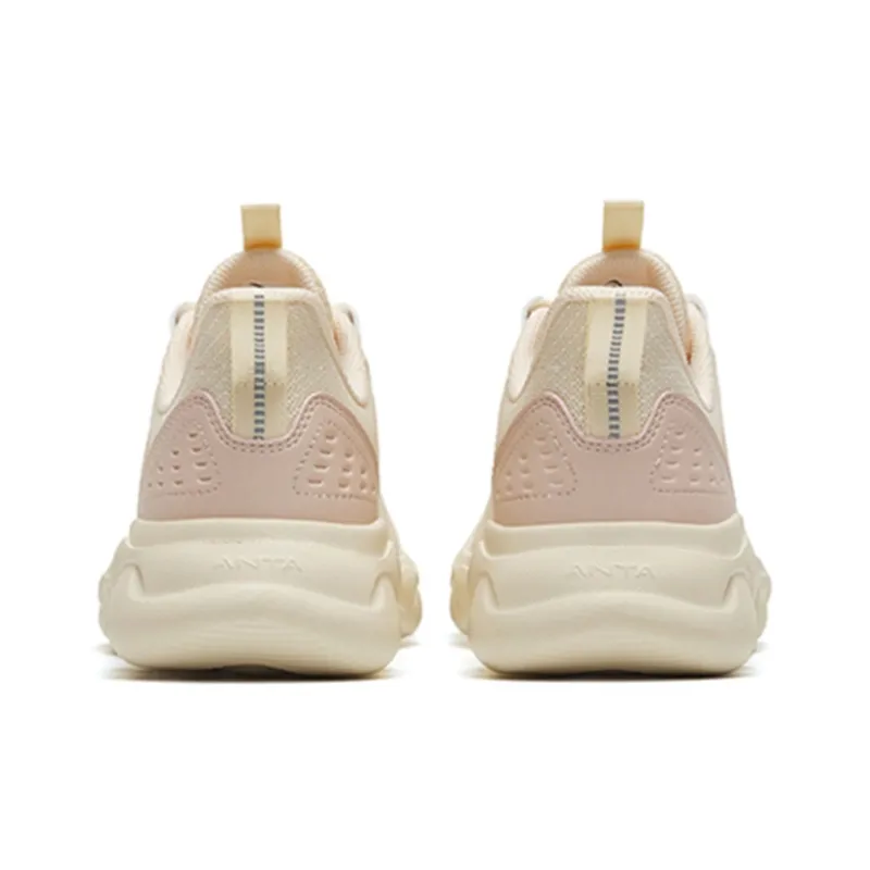 Anta Sheepskin Cushioned Anti-Slip Wear-Resistant Breathable Lightweight Low-Top Running Shoes Women's White Pink-4