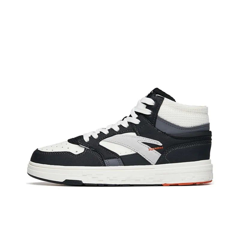 Anta Street Naughty Anti Slip Wear Resistant Mid Top Skateboard Shoes Men's Black White Gray-0