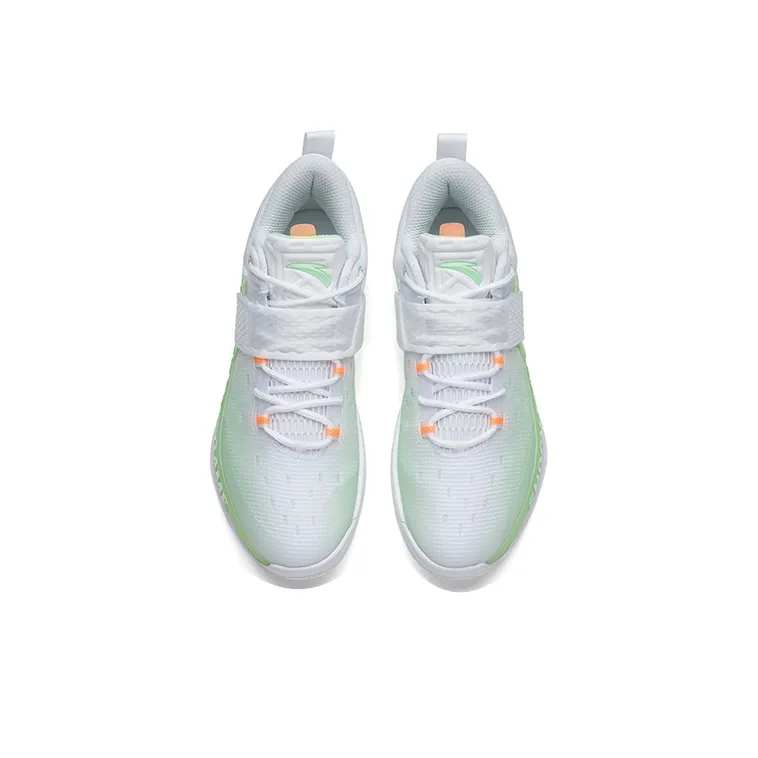 Anta Hengsao4 Cushioning Anti-Slip Wear-Resistant Breathable Lightweight Rebound Low-Top Basketball Shoes White Green-3