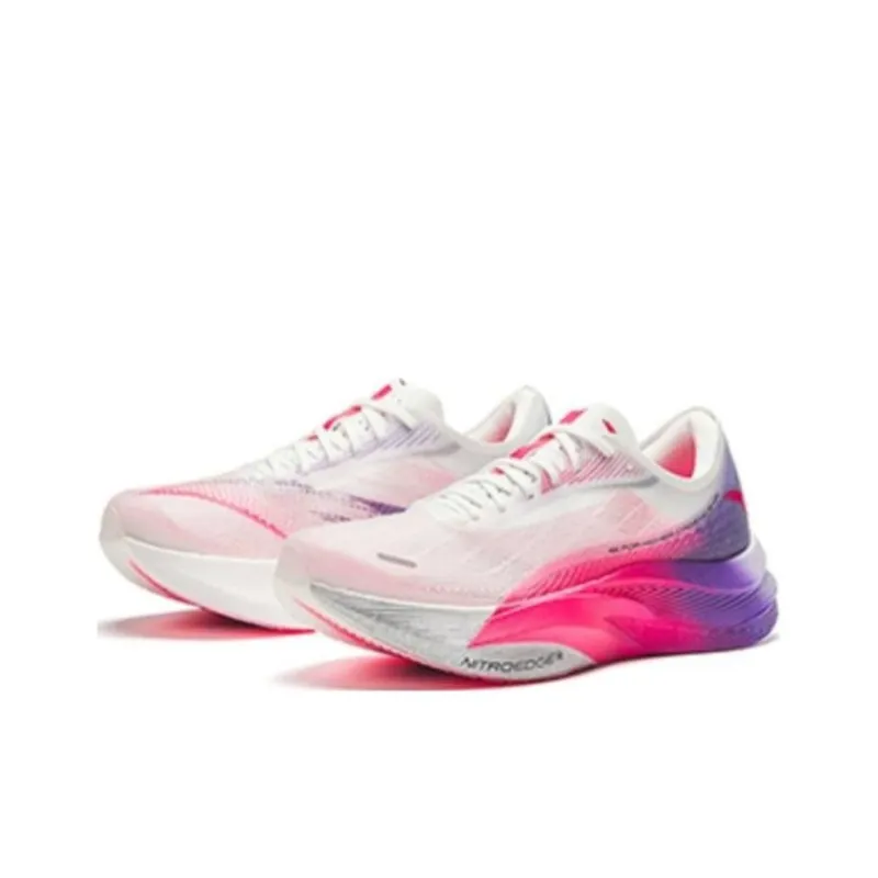 Anta C202 5 GT Cushioned Slip Resistant Abrasion Resistant Low Top Marathon Running Shoes Women's White Red Purple-1