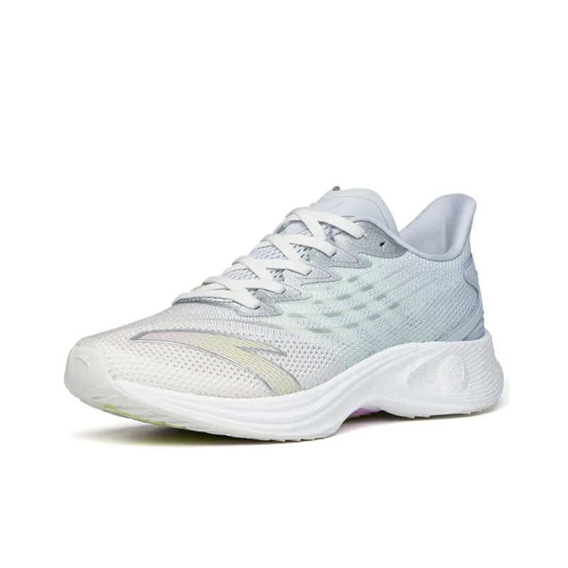 ANTA MACH 2.0 Running Shoes Women's Low Top Ivory White/Ice Pink/Fluorescent Glow In The Dark Green-1