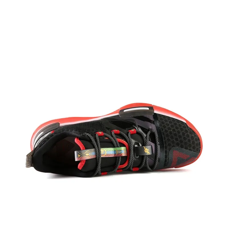 PEAK Flash Cushioning Wear Resistant Low Top Basketball Shoes Men's Black Red-3