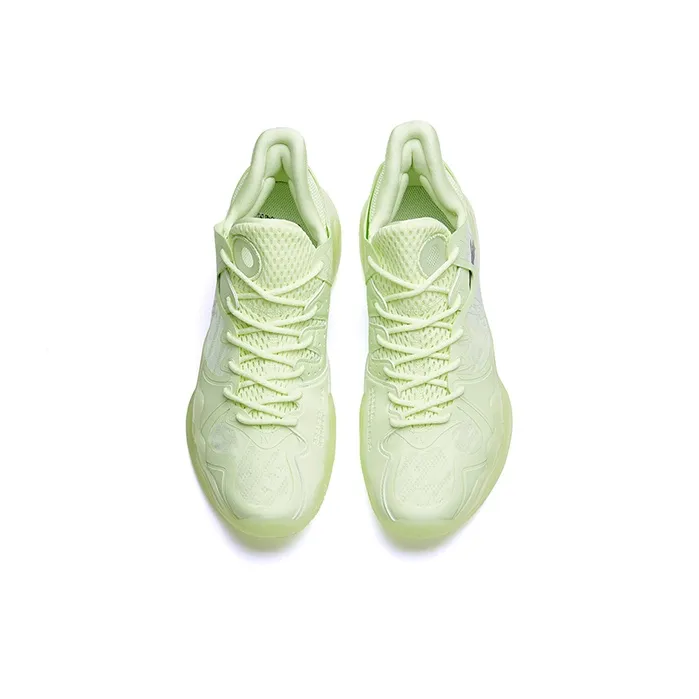 Anta Shock Wave 4 Abrasion Resistant Breathable Low Top Basketball Shoes Men's Neon Green-2