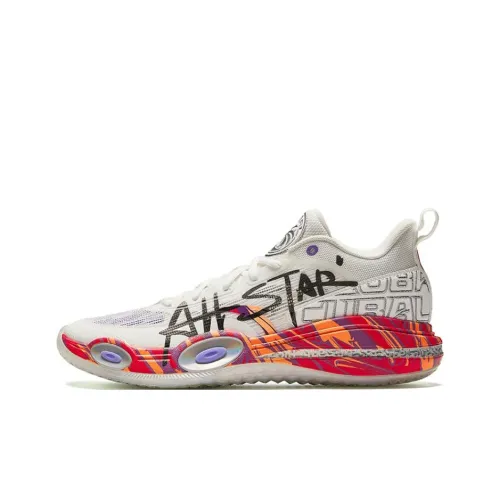 ANTA Raid Basketball Shoes Men Low-Top Papyrus White/Black/Fire Red