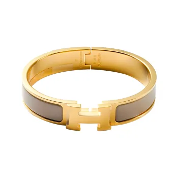 HERMES Gold Plated Bangles Women's Light Brown/Gold