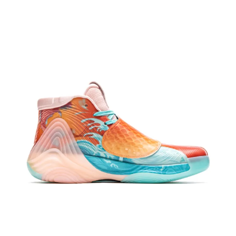 Anta Wear-Resistant Slip-Resistant High-Top Basketball Shoes Men's Yellow Orange Blue-0