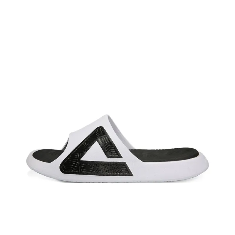 PEAK Quiet Slip Resistant Abrasion Resistant Slide Slippers Unisex White Black-0