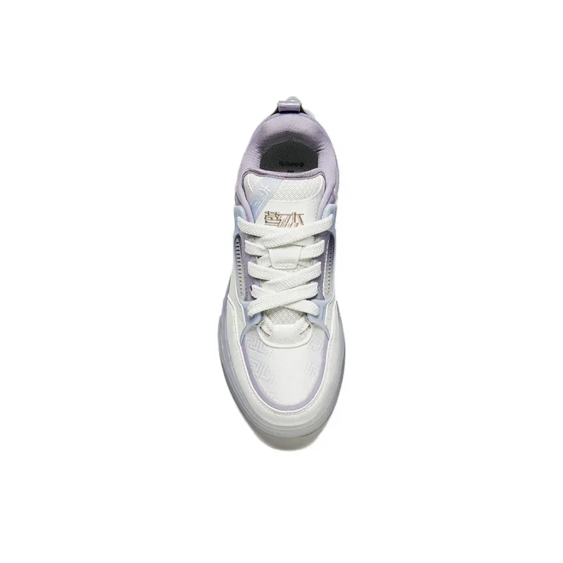 GenShin x Anta Coverage Wear-Resistant Low-Top Skateboard Shoes Women's White Purple-3