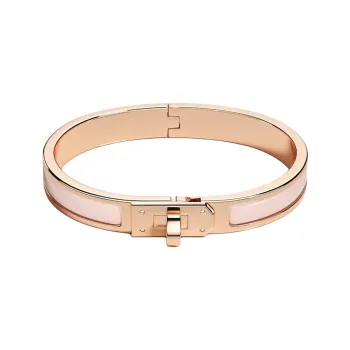 HERMES Enamel Rose Gold Plated Metal Bangles Women's Rose Gold