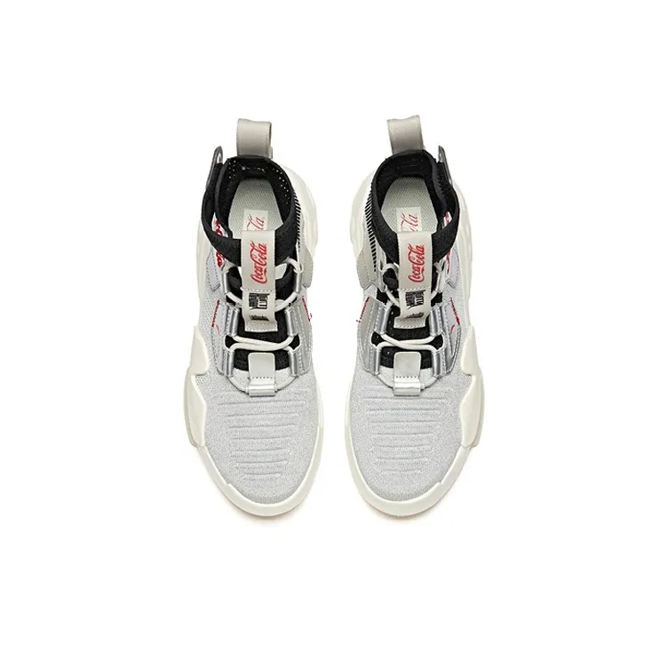 Anta Bastard Coca Cola Zero Degree Collaboration Non slip Lightweight High Top Casual Shoes Men's Silver Black-3