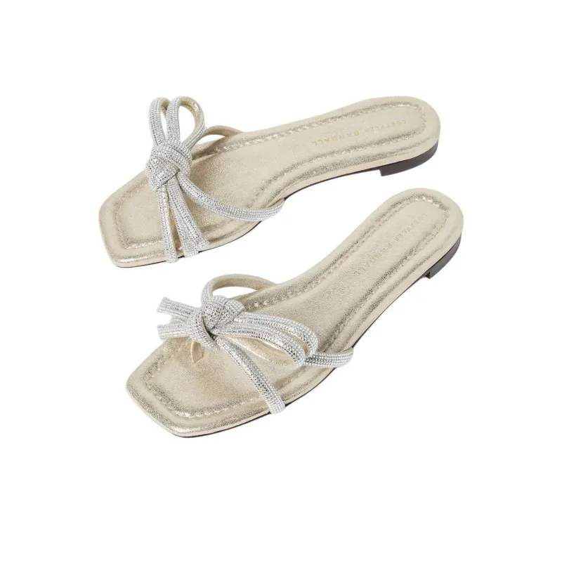 Loeffler Randall Slide Slippers Women's Gold Silver-3