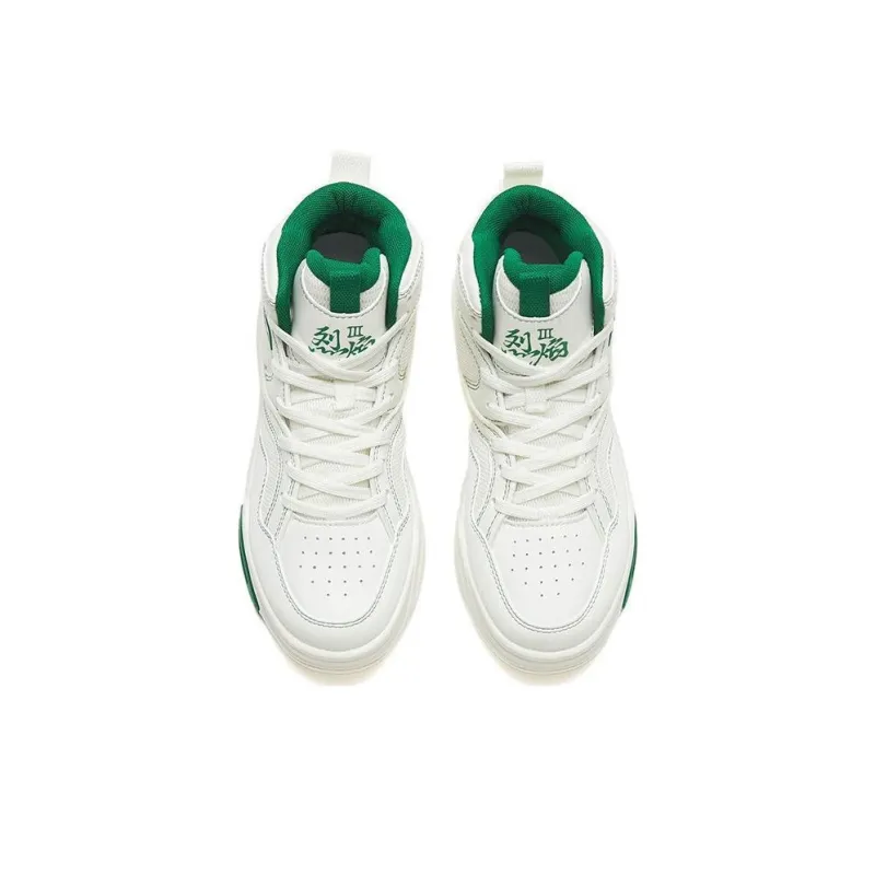 Anta Lieyan3.0 Slip-Resistant Cushioning Wear-Resistant High-Top Skateboard Shoes White Green-2