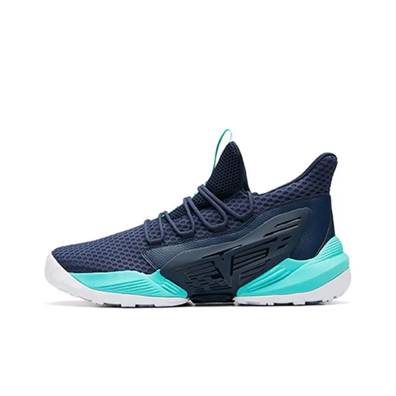 Anta Bastard Cushioning Anti Slip Wear Resistant Breathability Mid Top Vintage Basketball Shoes Men's Blue-0