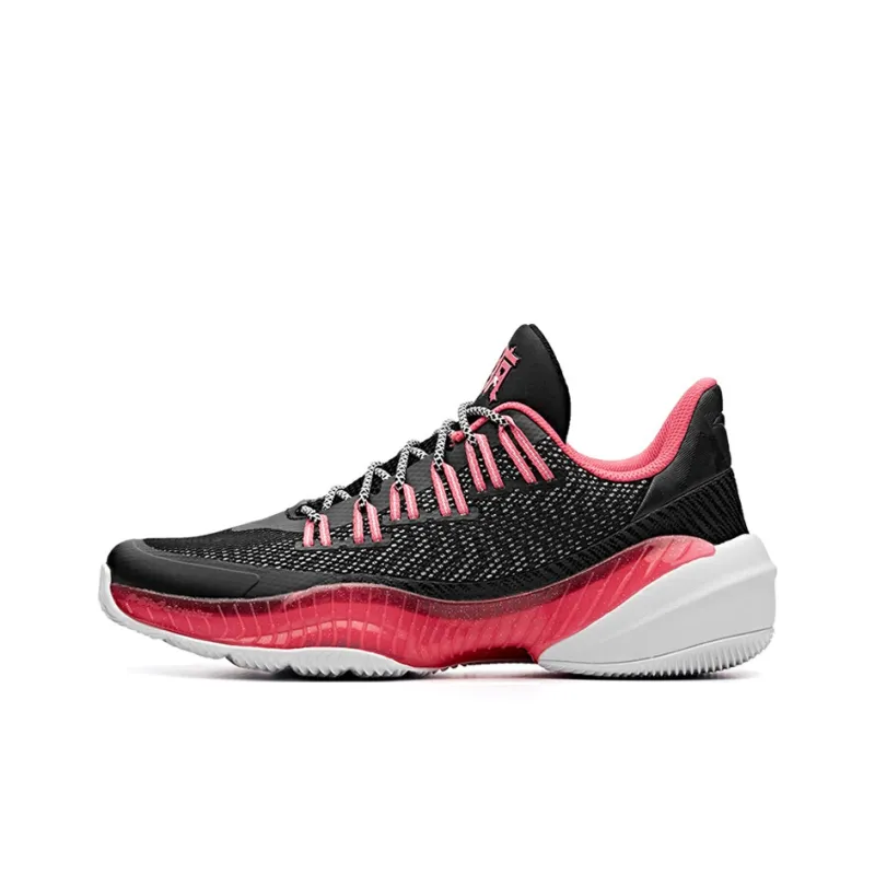 Anta A Shock Cushioning Anti Slip And Wear Resistant Low Top Basketball Shoes Men's Black Red-0