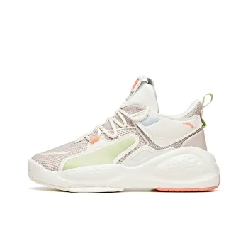 Anta Bastard Slip Resistant Cushioning Wear Resistant Mid Top Skateboard Shoes Women's Lotus Gray White