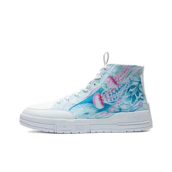 PEAK Deep Sea Swimming Anti Slip Wear Resistant High Top Skateboard Shoes Men's Blue White Pink