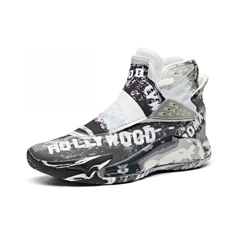 Anta KT5 Cushioning Anti Slip And Wear Resistant High Top Basketball Shoes Men's Black White-1