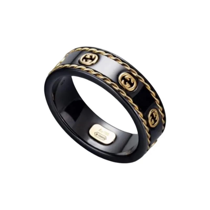 GUCCI 18K Gold Rings Unisex Black-1