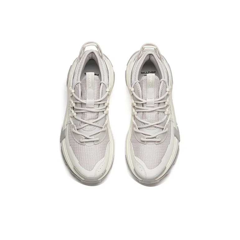 Anta AT91 Anti-Slip Wear-Resistant Breathable Lightweight Low-Top Chunky Sneakers Women's Gray White-3