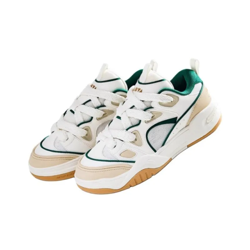 Anta AOJIE S Cushioning Wear-Resistant Low-Top Skateboard Shoes Men's White Yellow Green-1