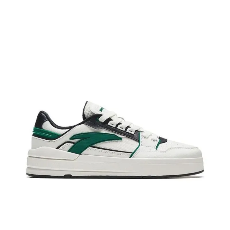 Anta Street Naughty Lite Slip Resistant Cushioning Low Top Skateboard Shoes Men's Black White Green-1