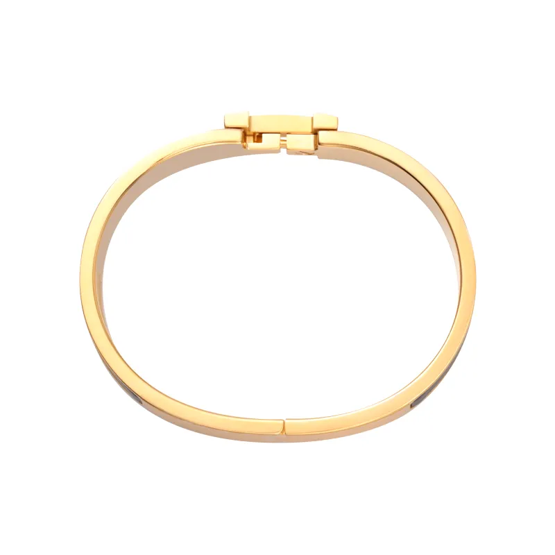 HERMES Clic HH Enamel Bangles Unisex Black-2